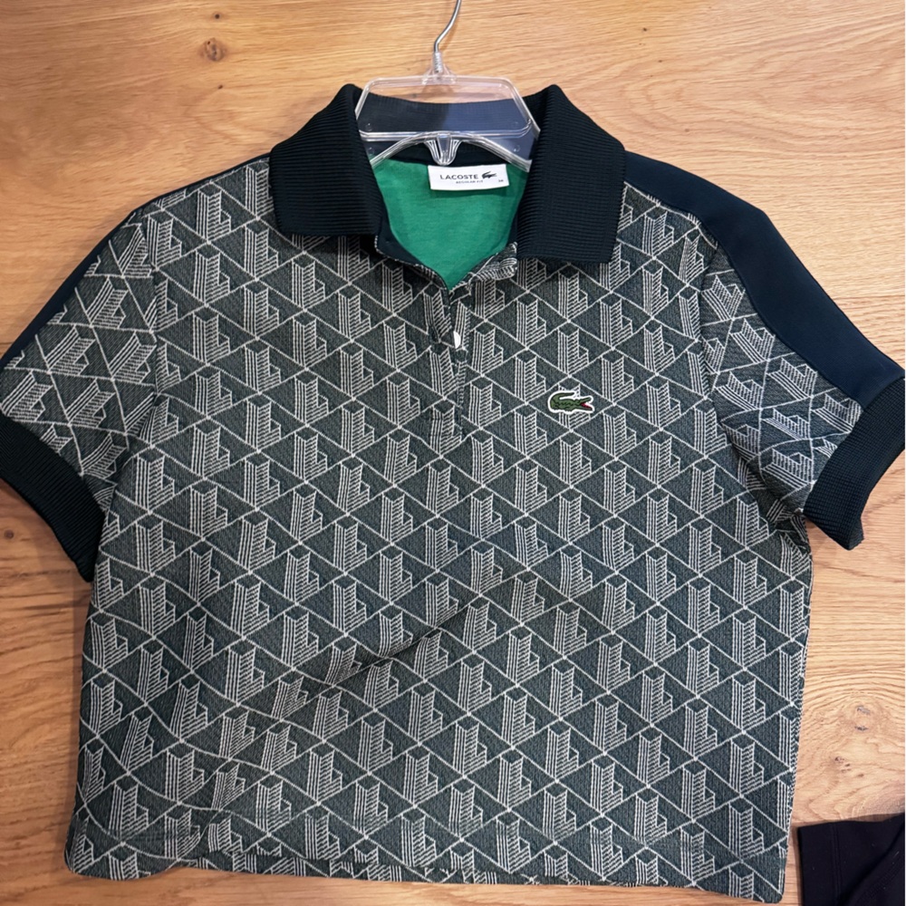 Lacoste women’s slim fit monogram cropped polo
